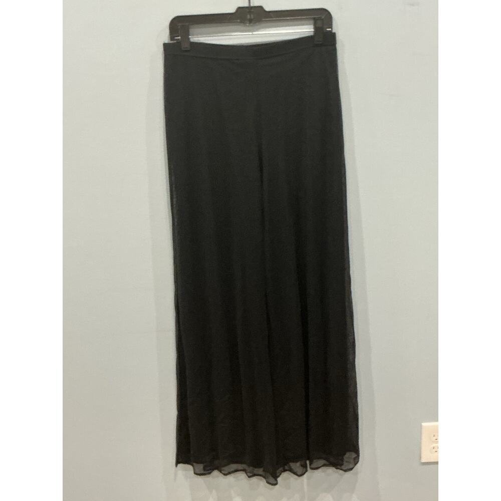 Tadashi Womens Chiffon Wide Leg Pants L Black Formal Classic Party Mesh Holiday